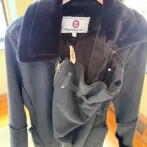 Holiday NWT Maternity Coat Black Faux Suede Size Small